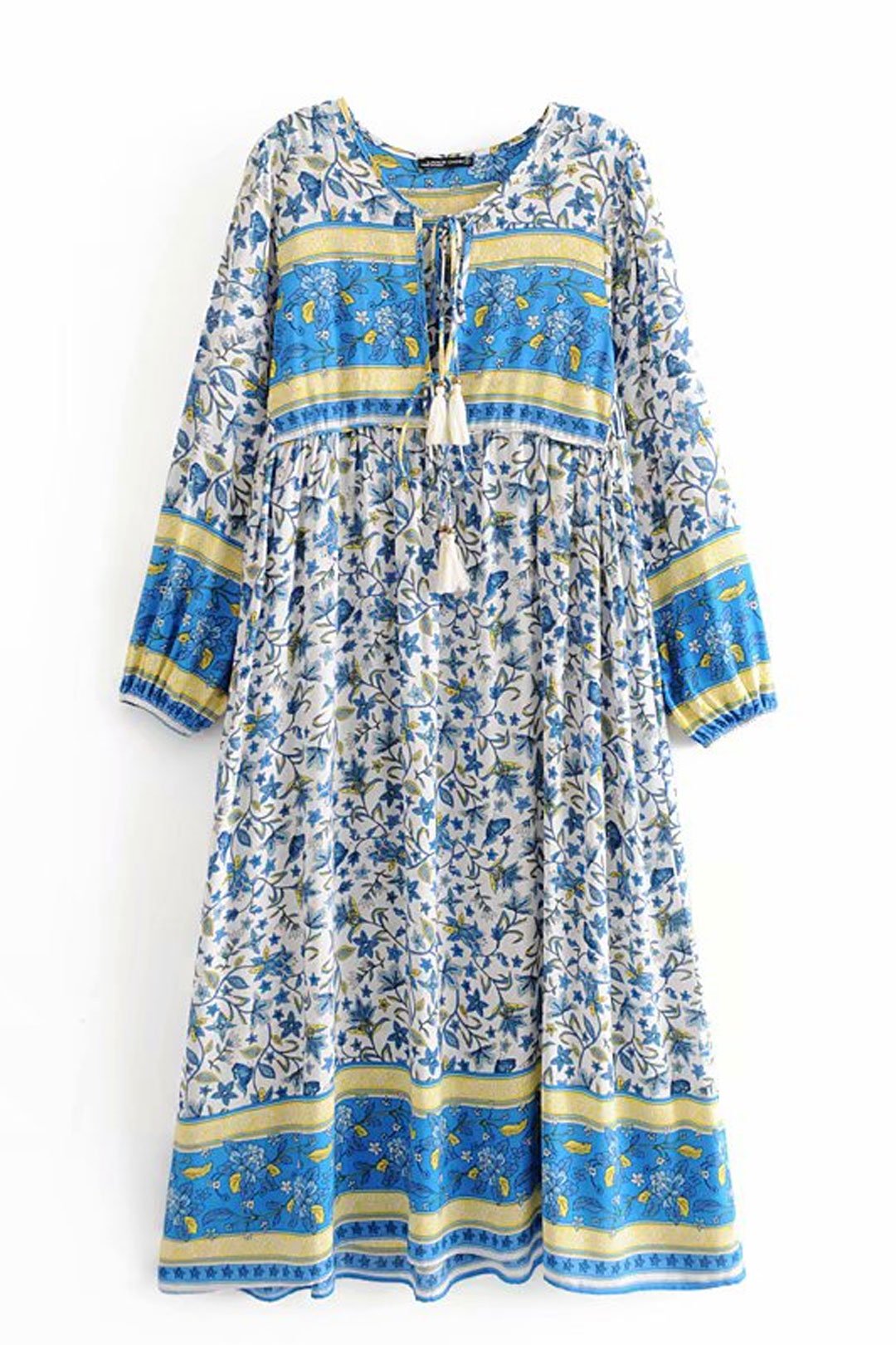 Gown Dress, Boho Maxi Dress, Loose Dress, Vintage in Blue