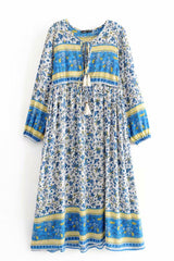 Gown Dress, Boho Maxi Dress, Loose Dress, Vintage in Blue