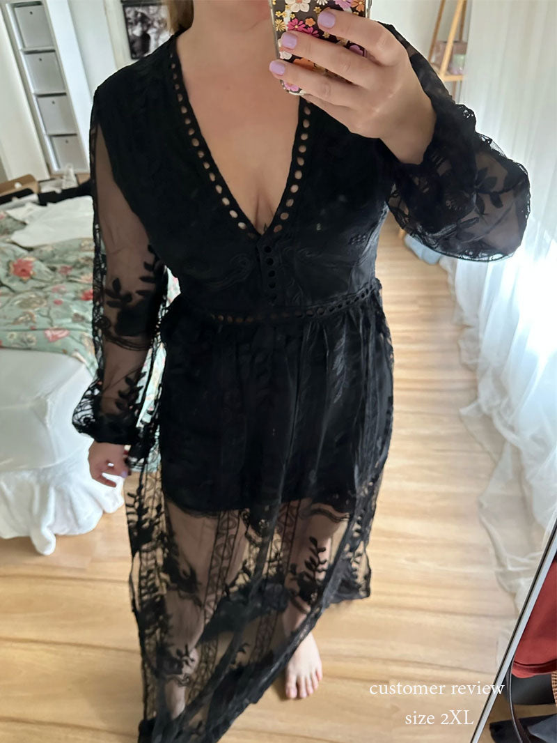 Maxi Dress - Boho Dress - Sundress - Lace Dress - Black Aitana
