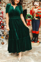WOMEN¡®S VELVET TIERED MAXI DRESS