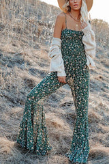 Polynesia Floral Smocked Flared Leg Jumpsuit