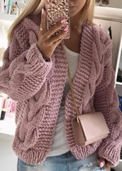 Casual Solid Color V Neck Sweater