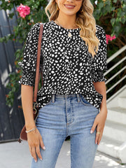 Women's T-Shirts Loose Printed Short Sleeve Chiffon Round Neck T-Shirt