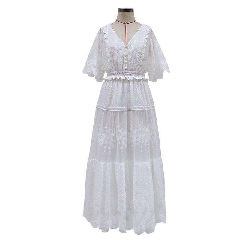 Maxi Dress - Boho Dress - Sundress - Lace Dress - White Celia