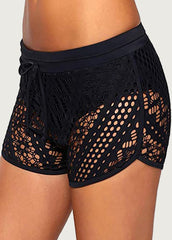 Lace Solid Color Swim Shorts