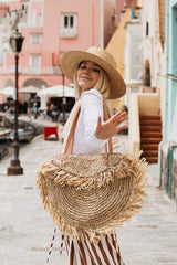 Boho Bag, Woven Straw Handbag, Rosalyn Tote