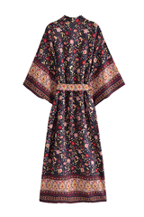 Boho Robe, Kimono Robe,  Beach Cover up, Midnight Garden