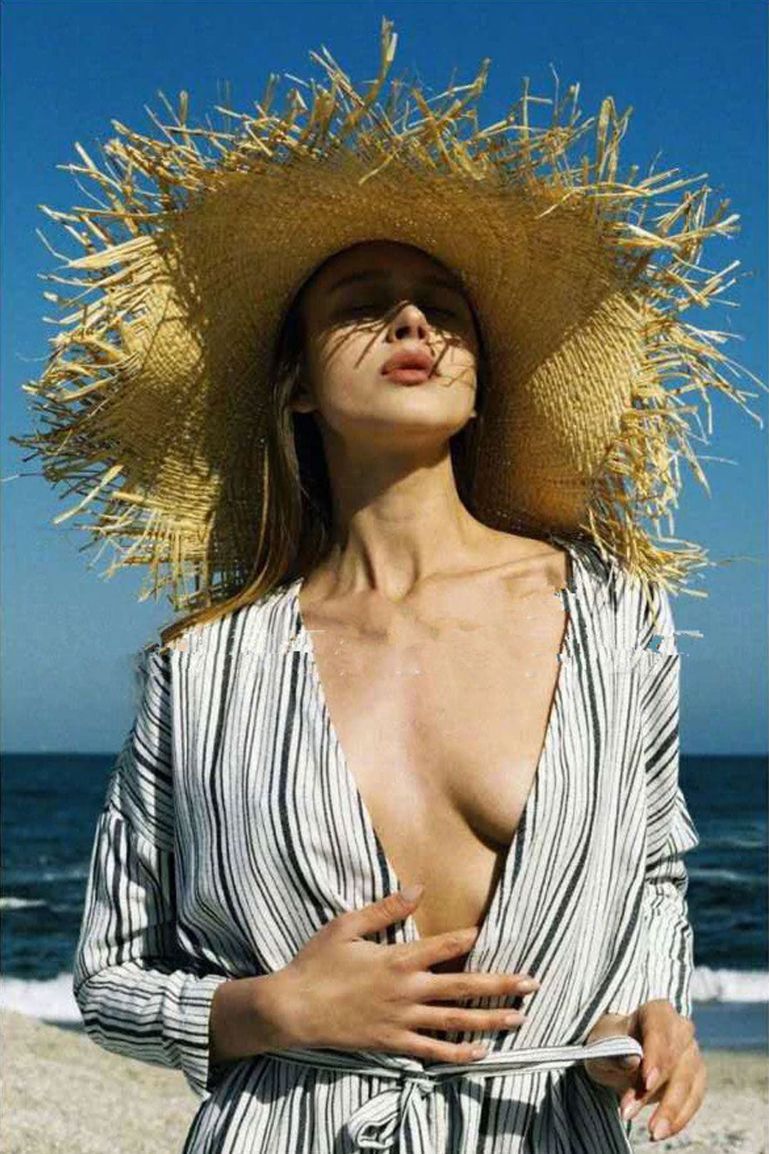 Boho Hat, Sun Hat, Beach Hat, Wide Brim Hat, Straw Hat, Beige Hawai