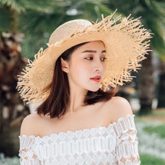 Boho Hat, Sun Hat, Beach Hat, Wide Brim Hat, Straw Hat, Beige Hawai