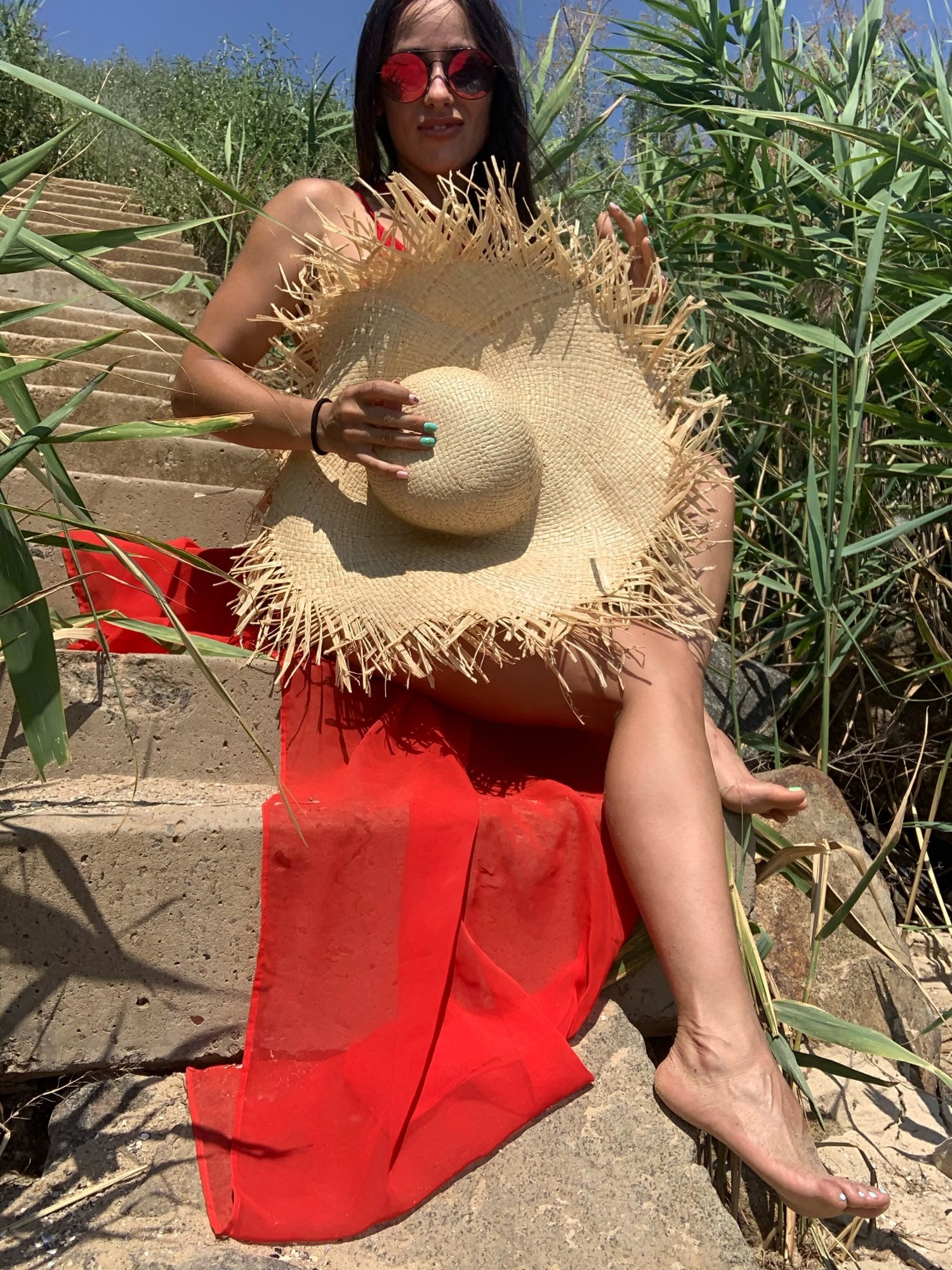Boho Hat, Sun Hat, Beach Hat, Wide Brim Hat, Straw Hat, Beige Hawai