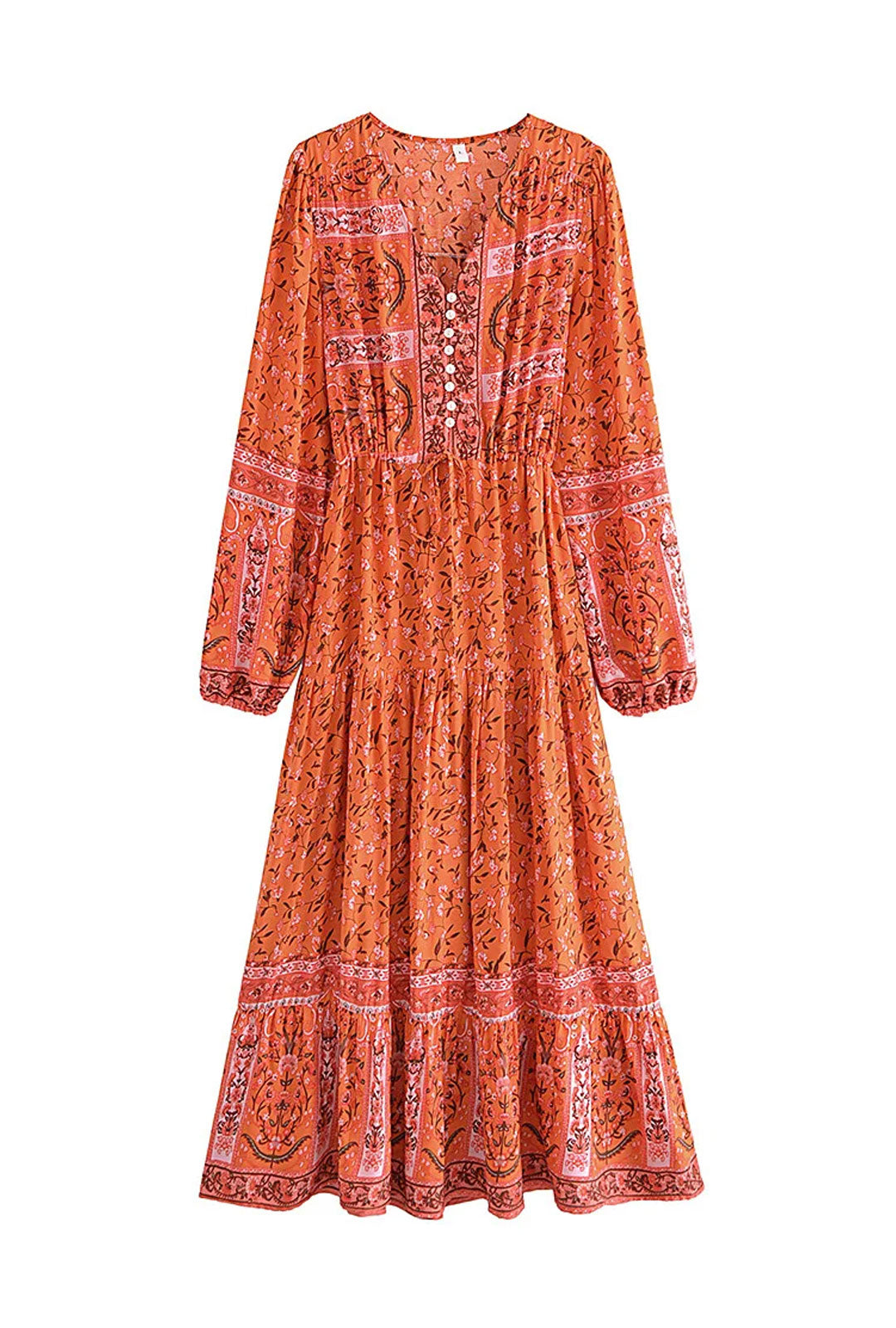 Maxi Dress - Boho Dress - Maxi Boho Sundress - Addison in Pink and Green