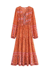 Maxi Dress - Boho Dress - Maxi Boho Sundress - Addison in Pink and Green