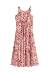 Maxi Dress - Boho Dress - Maxi Boho Sundress - Red White Daisy