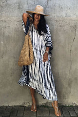 Beach Dress, Maxi Boho Dress, Kaftan Dress, Jose Tie Dye Print in Blue and White