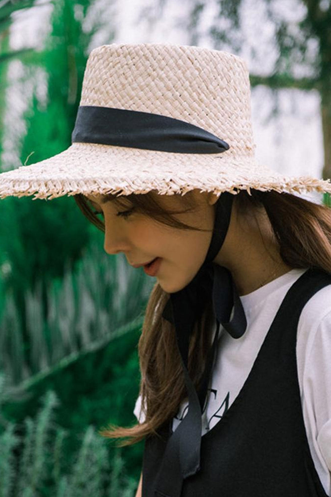 Boho Hat, Sun Hat, Beach Hat, Wide Brim Hat, Straw Hat, Sofia Black Ribbon