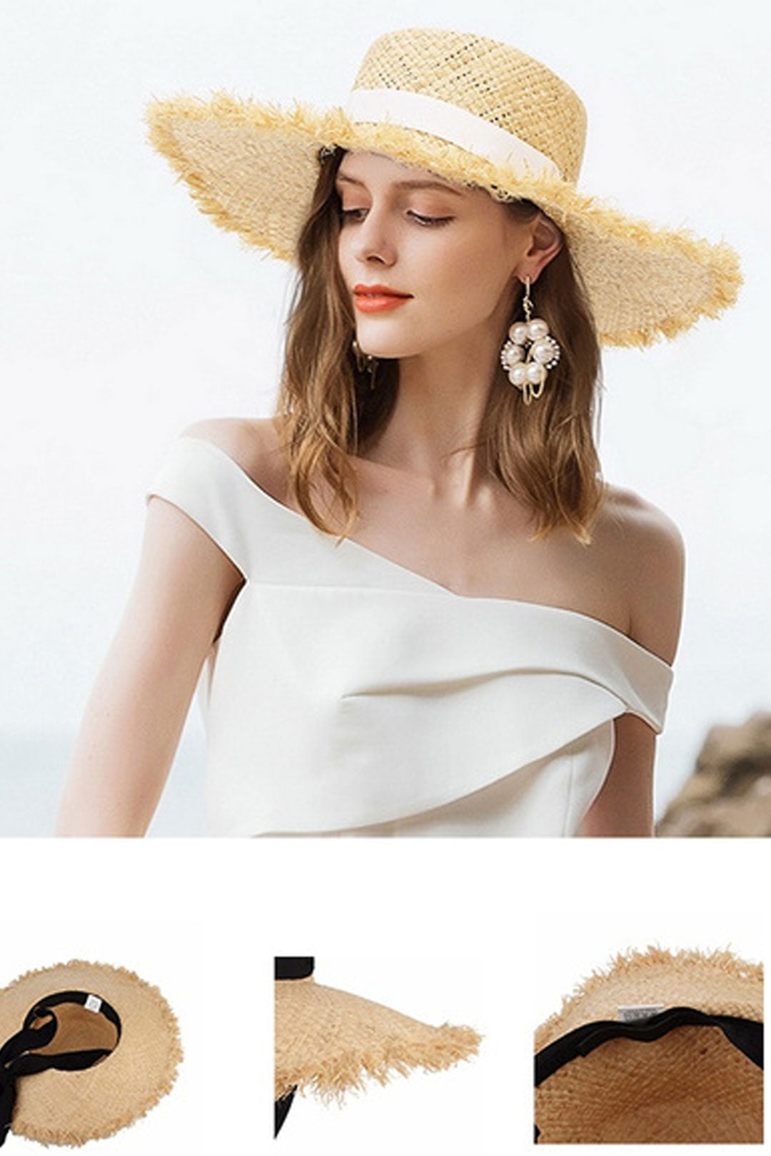 Boho Hat, Sun Hat, Beach Hat, Wide Brim Hat, Straw Hat, Sofia Black Ribbon