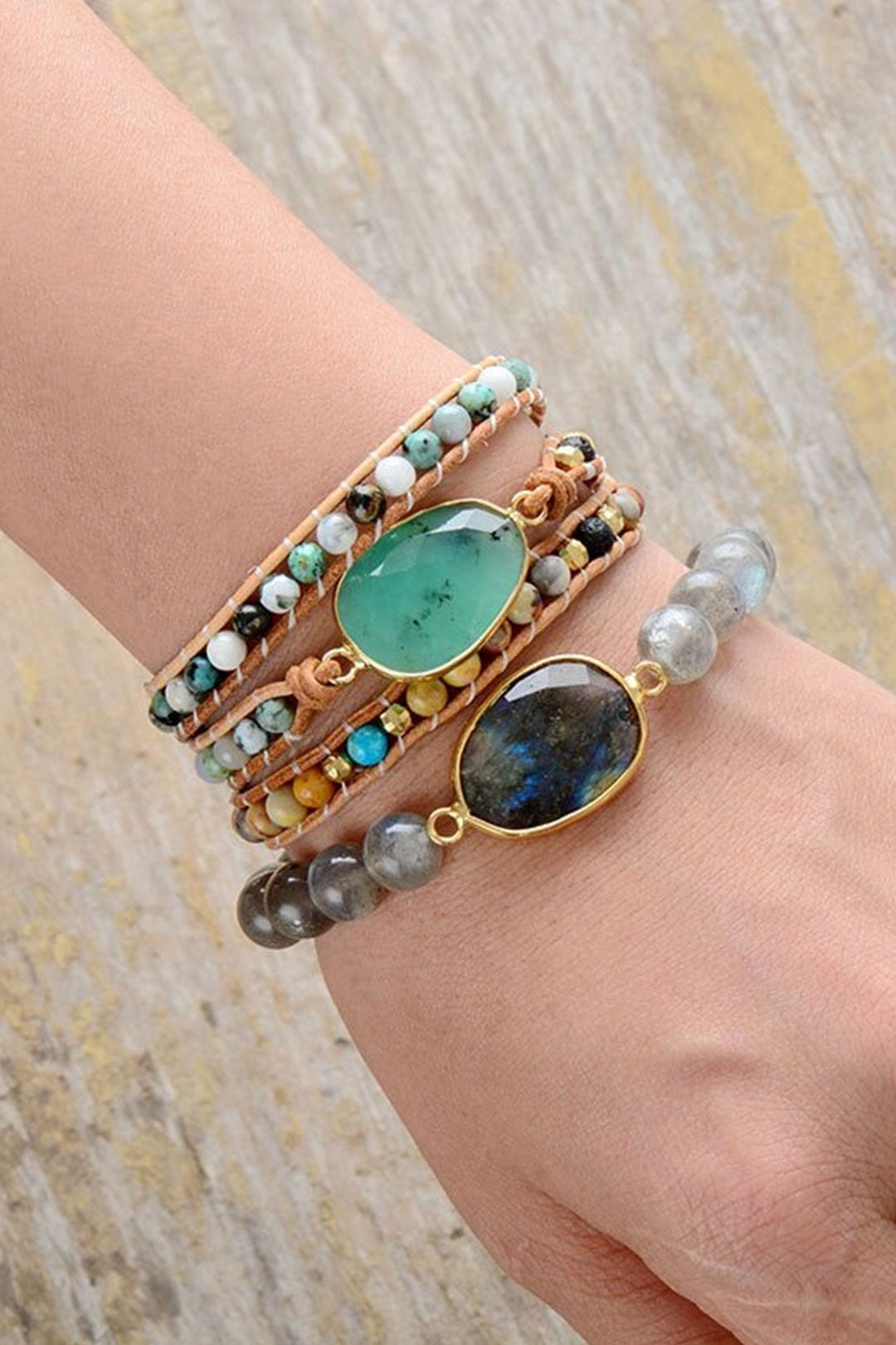 Boho Bracelet, Stretchy Bracelet, Labradorite