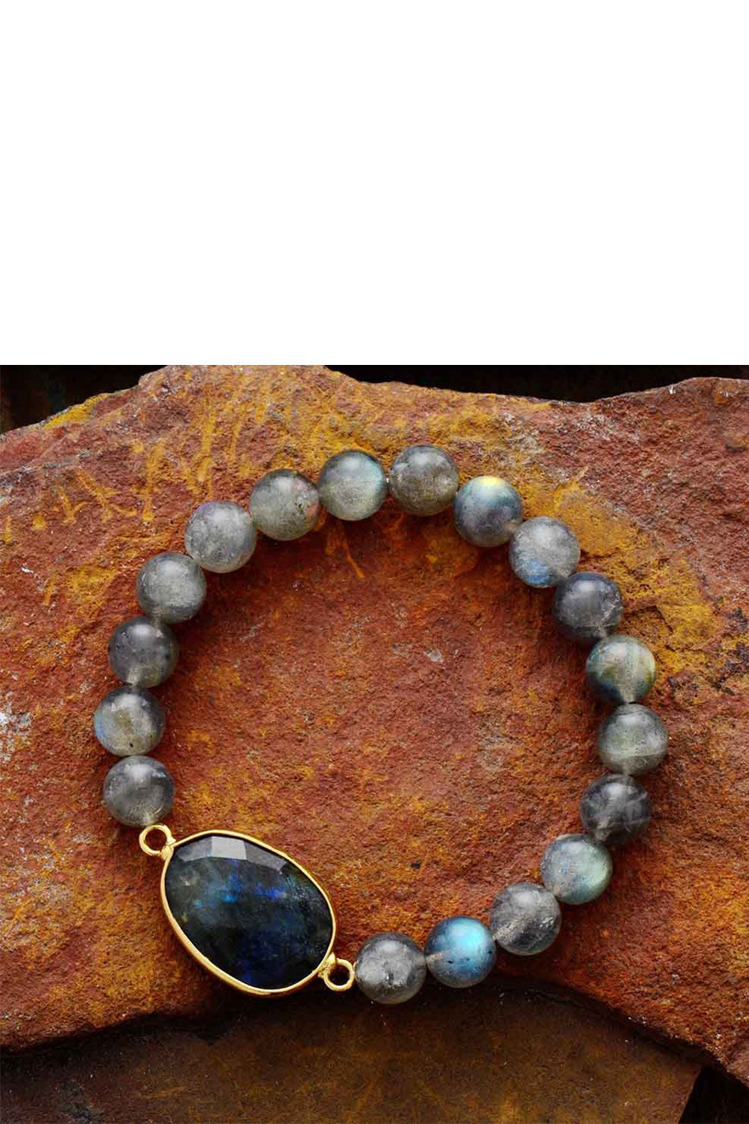 Boho Bracelet, Stretchy Bracelet, Labradorite