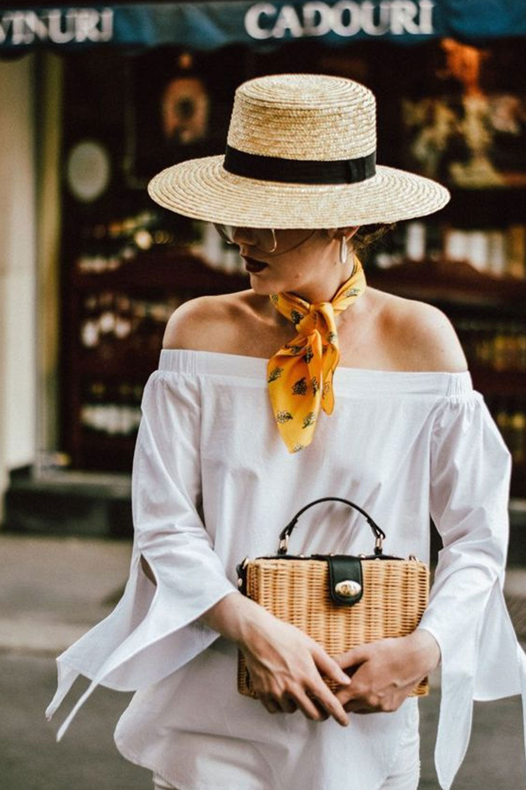 Boho Hat, Sun Beach Hat, Straw Bucket Hat, Claire with Black Bow