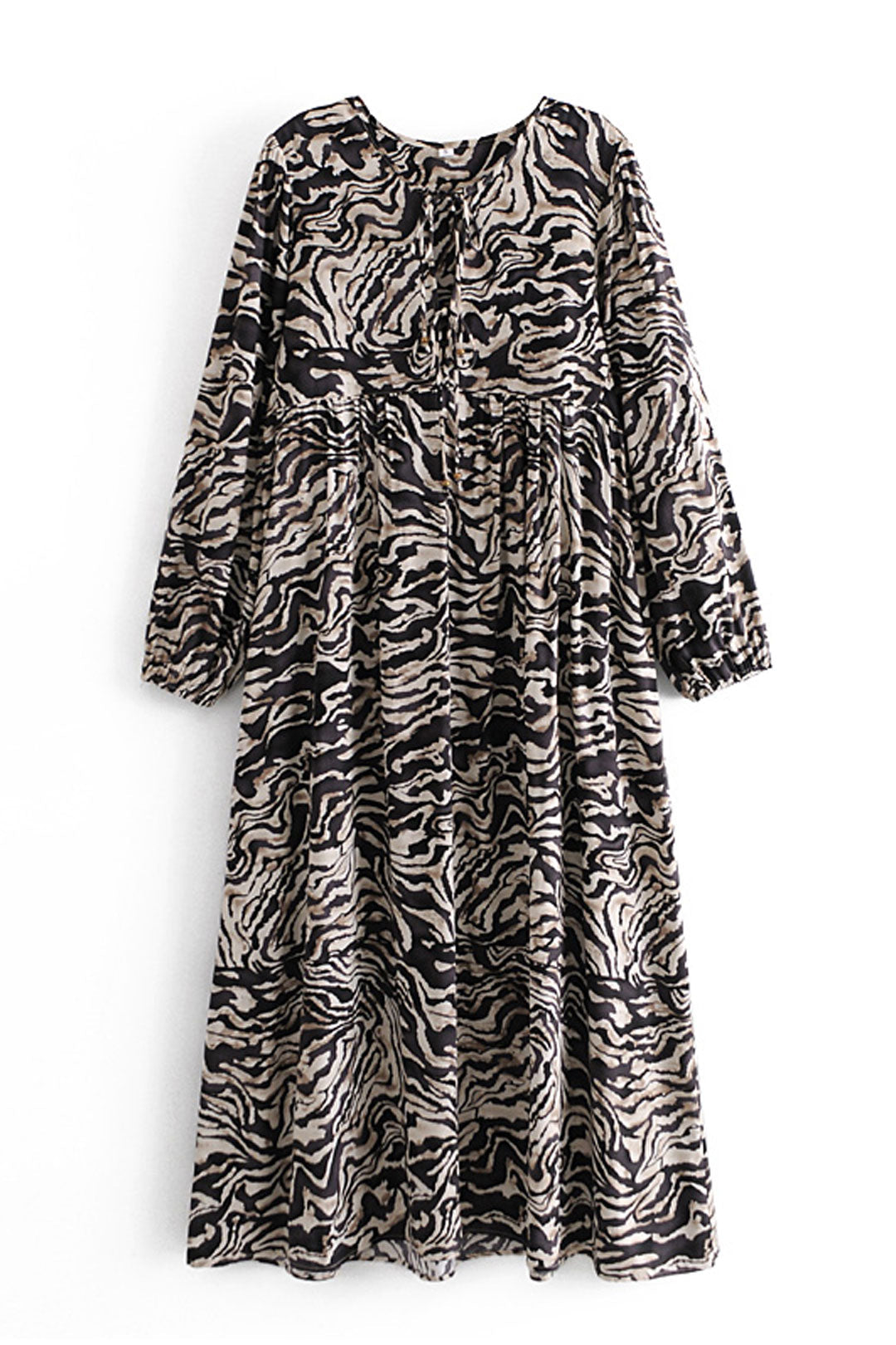 Gown Dress, Boho Maxi Dress, Loose Dress, Black White  Zebra