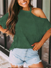 Short-sleeved Spring and Summer New T-shirt Strapless Tops Women's Solid Color S-2XL