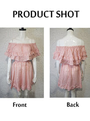 Pink Polka Dot Short Sleeve Elastic Waist Midi Dress