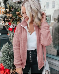 Zipper Long Sleeve  Plush Coat