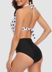 Dot V Neck One Piece Swimwear
