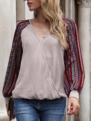 Printed Cross Waffle Knit Sweatshirt