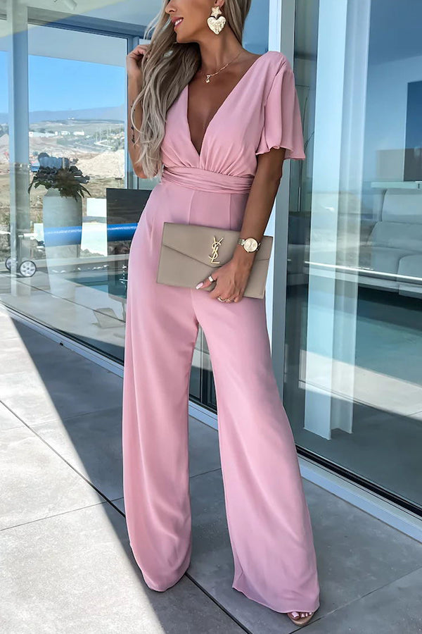 Devoted To You Bell Sleeve High Waist Jumpsuit
