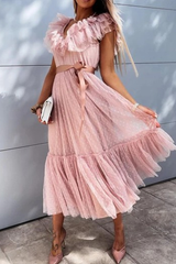 My Dearest Darling Swiss Dot Tiered Midi Dress