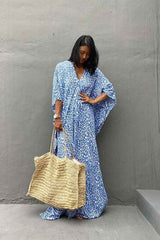 Boho Dress, Beach Dress, Blue Fern