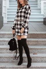 Plaid Long Sleeve Mini Dress