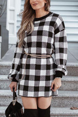 Plaid Long Sleeve Mini Dress