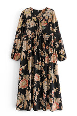 Gown Dress, Boho Maxi Dress, Loose Dress, Black Midnight Rose