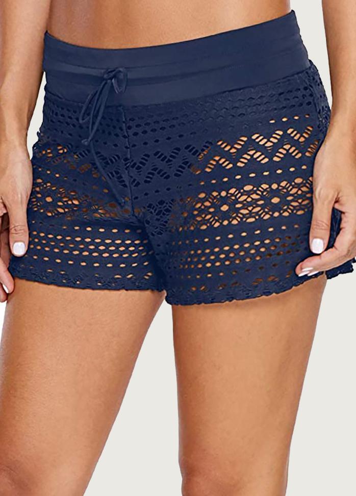 Lace Solid Color Swim Shorts