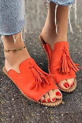 Send A Message Fringe Flat Slipper