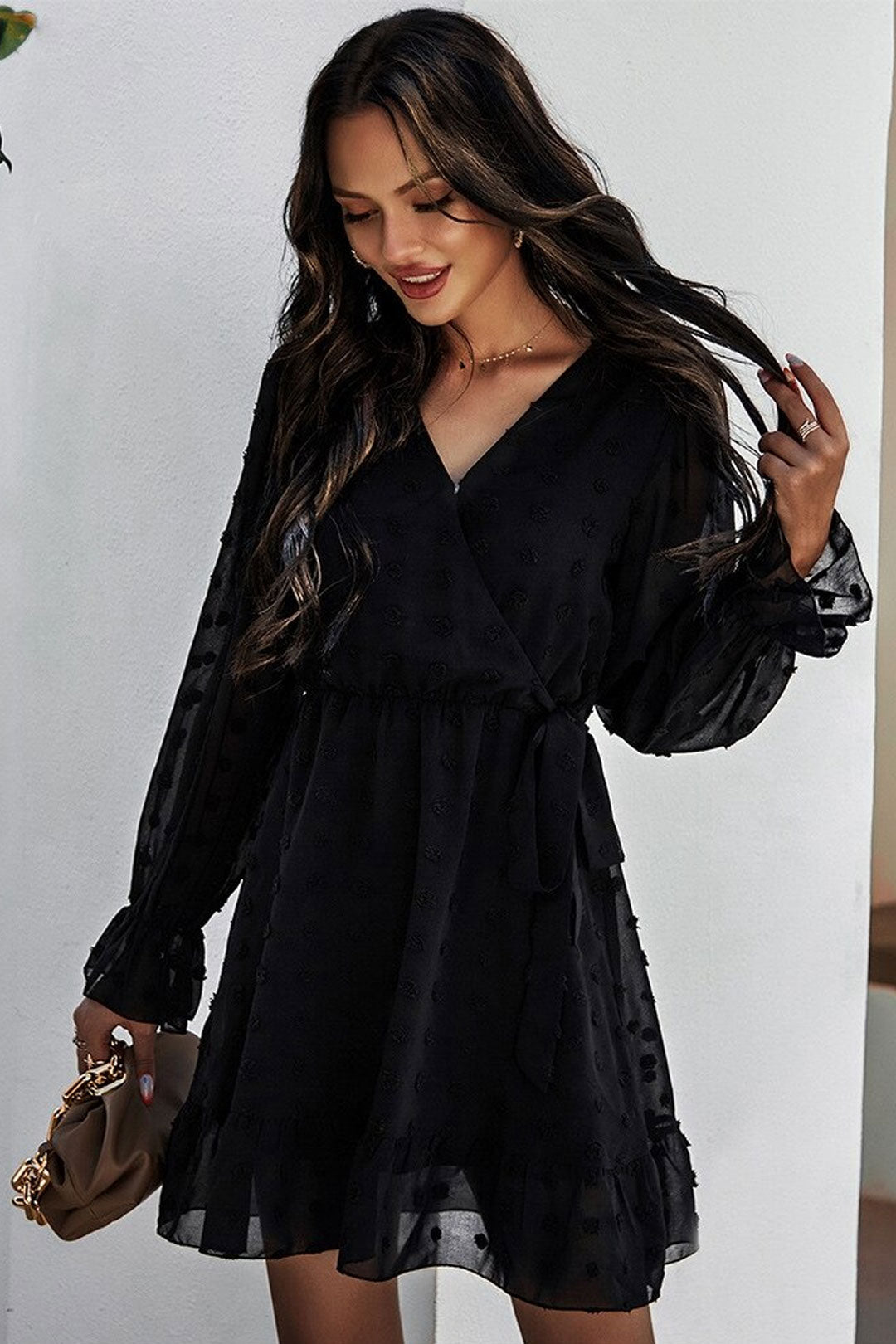 Boho Mini Dress Sarai in Black