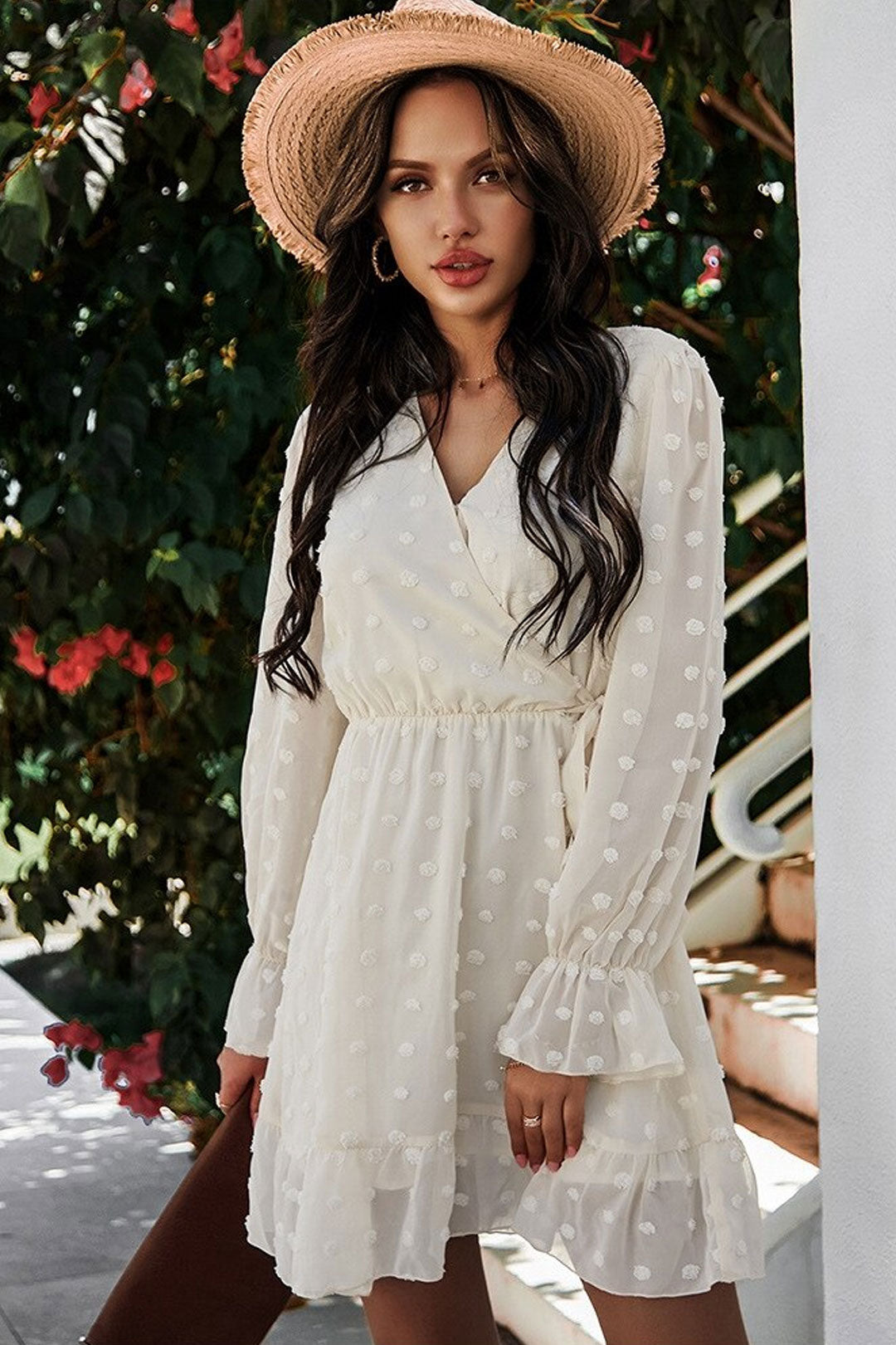 Boho Mini Dress Sarai in White