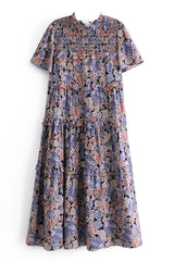 Boho Midi Dress,  Purple Starflower