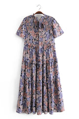 Boho Midi Dress,  Purple Starflower