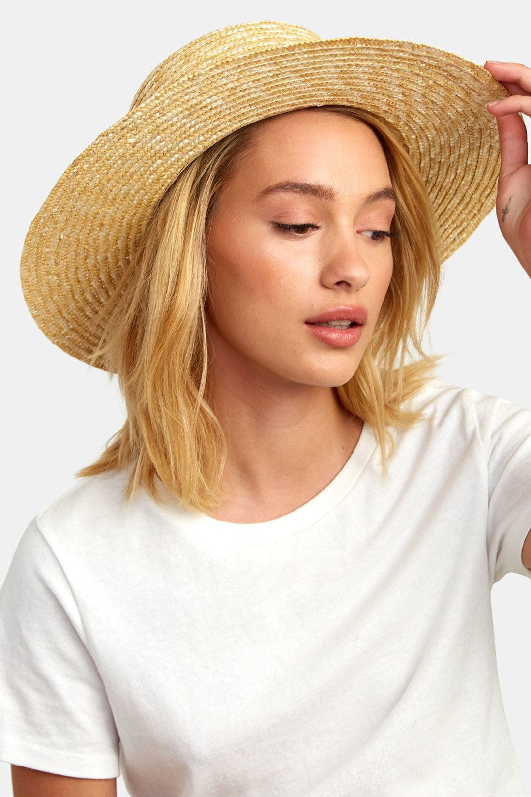 Boho Hat, Beach Sun Hat, Brim Straw Hat, Analia Peal Strap