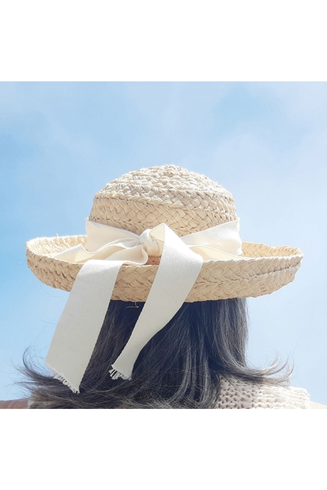 Boho Hat, Beach Hat, Rafia Hat, Vintage Bucket Hat, Beige and Black Ribbon