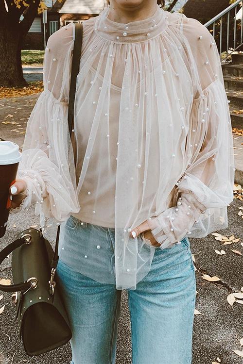 Pearl Puff Sleeve Blouse