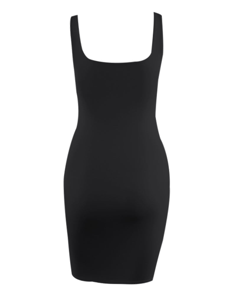 Solid Form Fitting Tank Mini Dress