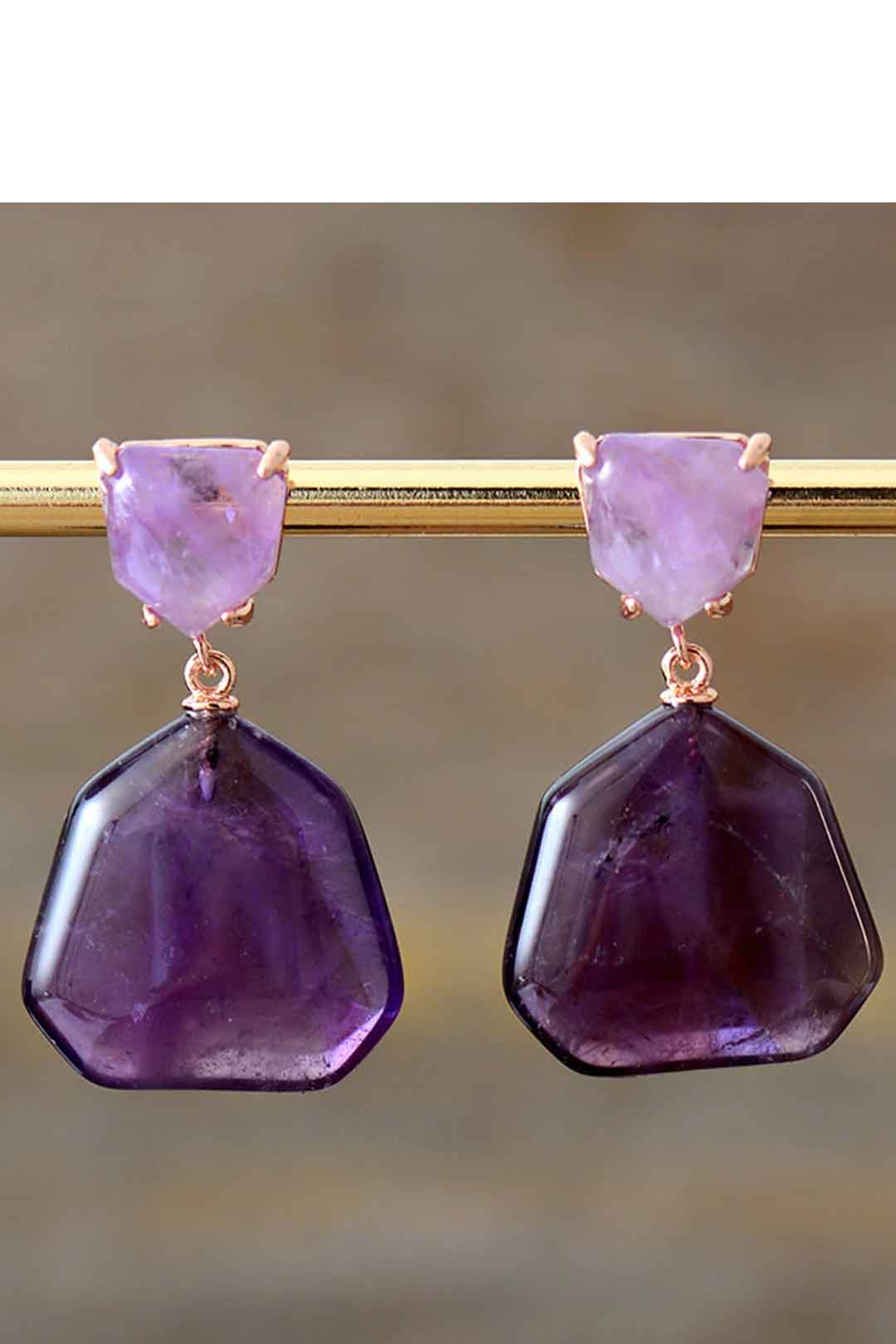 Boho Earrings, Dangle Earrings, Axel Amethysts Teardrop Dangle Earring