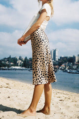 Boho Skirt, Hippie Skirts, Midi Skirt, Retro Satin Skirt, Paw Black White
