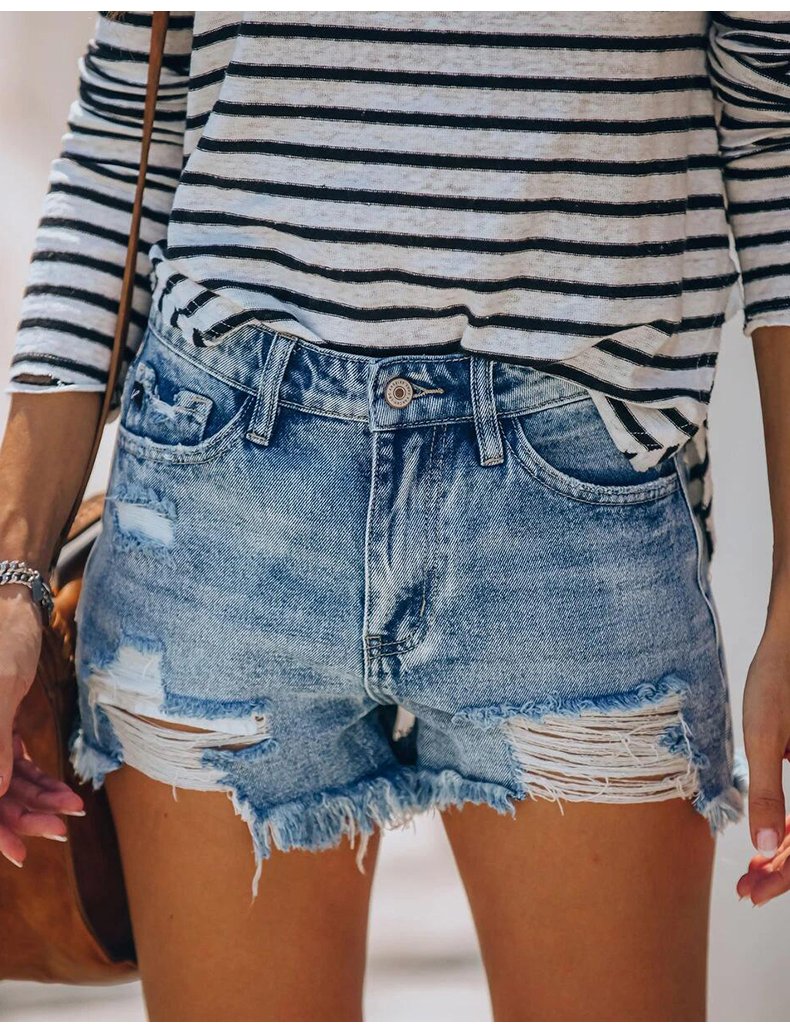 Mini Casual Cutt Off Ripped Denim Jean Shorts