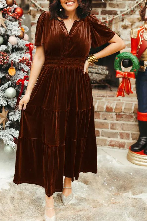 WOMEN¡®S VELVET TIERED MAXI DRESS