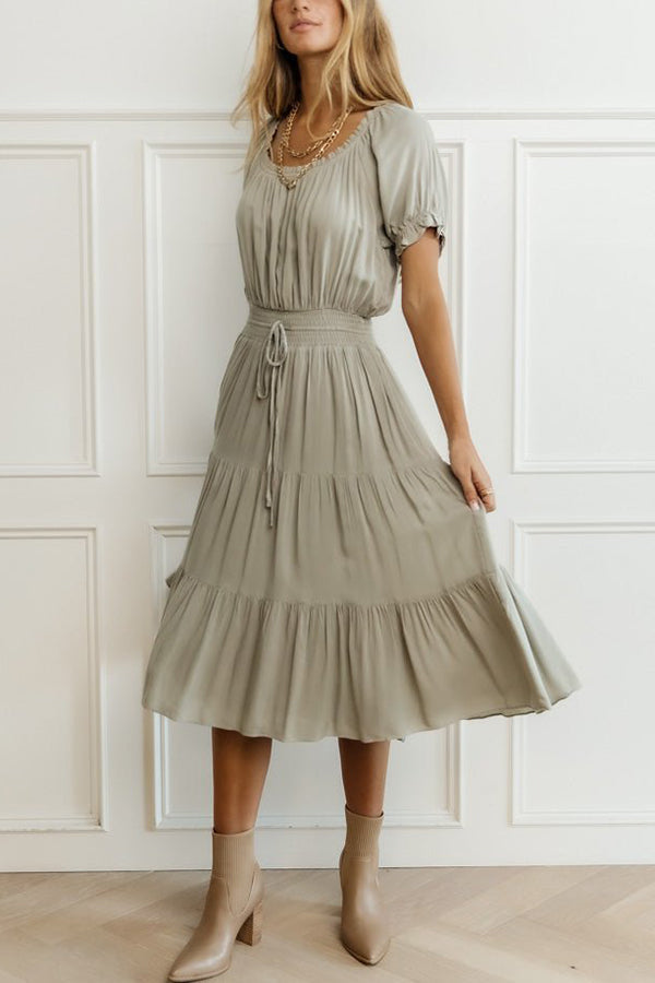 Smocked Tiered Midi Dress